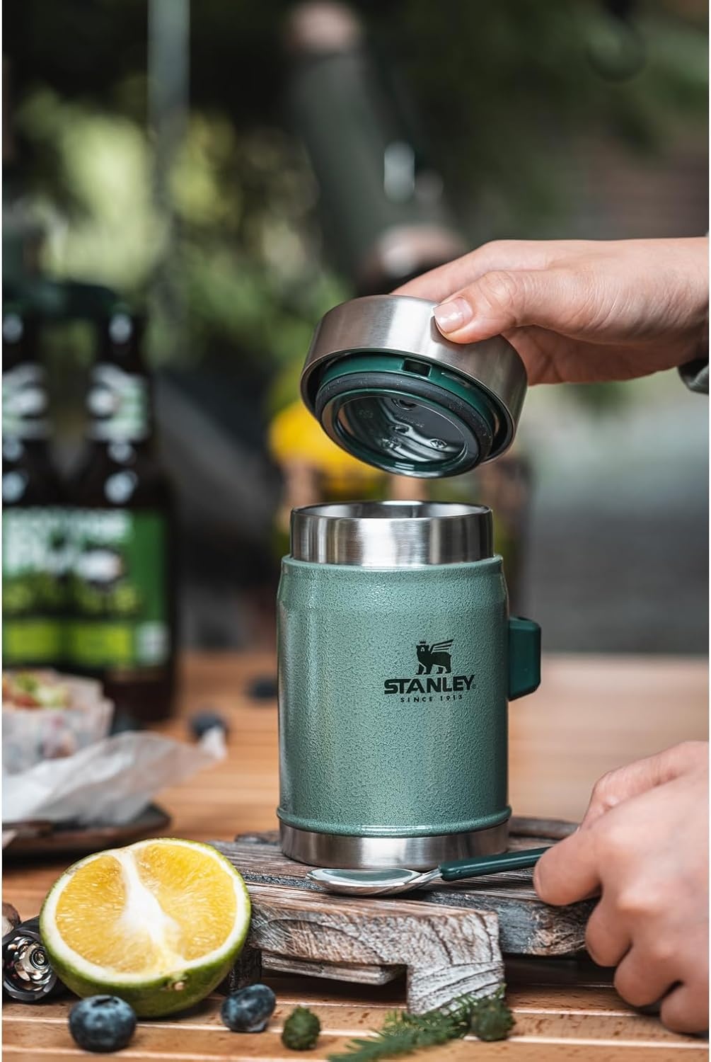 image:imageSTANLEY Classic Food Jar and Spork Vacuum Insulated Food Container Wide Mouth Screw On Lid Packable for Travel Stainless Steel with Leakproof Lid BPAFreeBlack 20