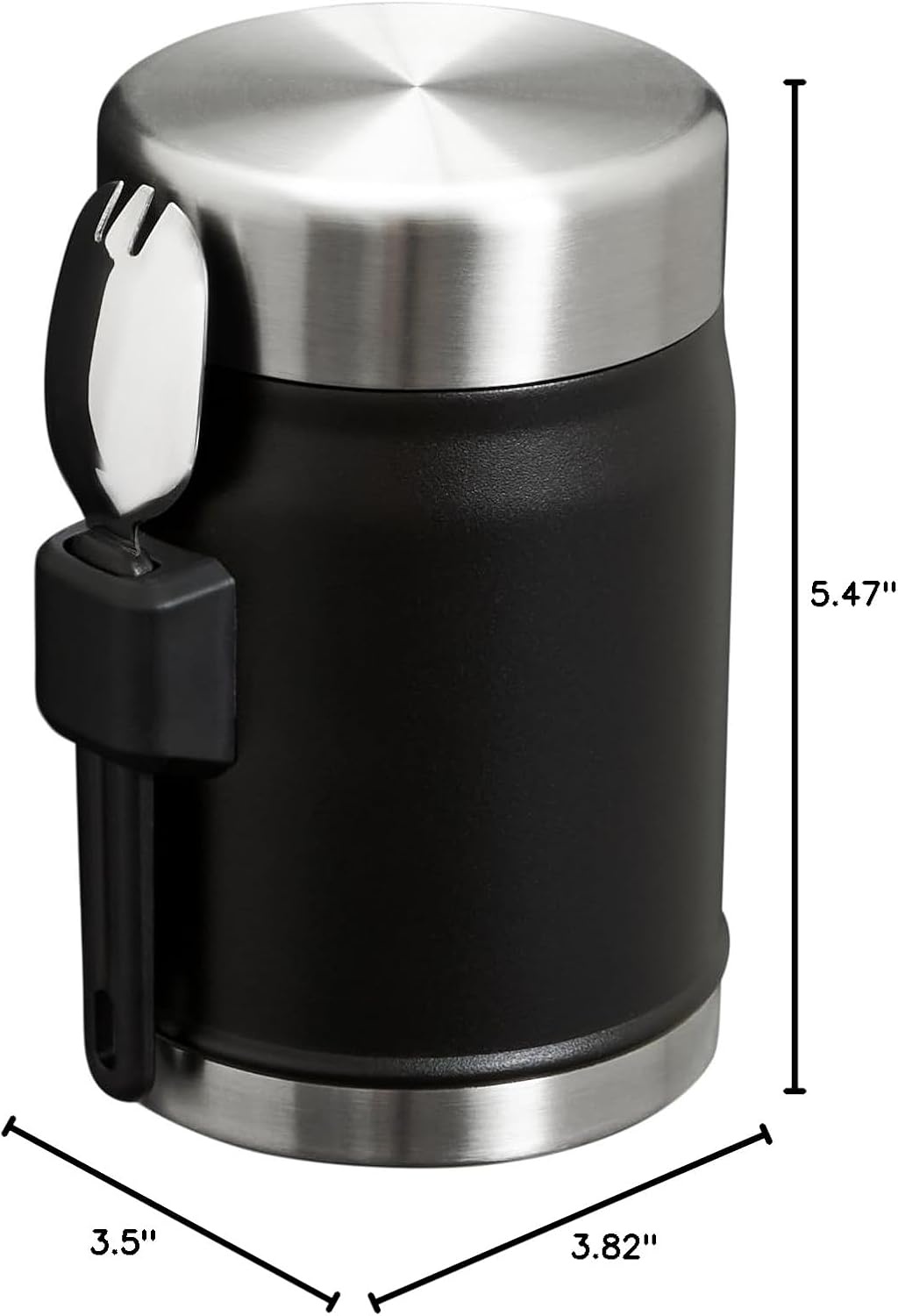 image:imageSTANLEY Classic Food Jar and Spork Vacuum Insulated Food Container Wide Mouth Screw On Lid Packable for Travel Stainless Steel with Leakproof Lid BPAFreeBlack 20