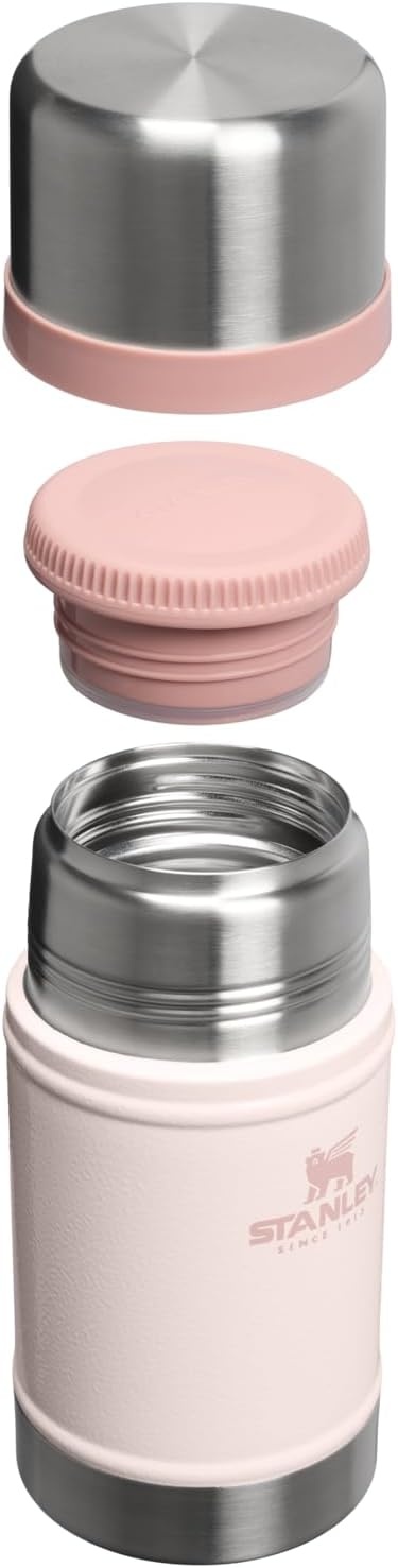 image:imageSTANLEY Classic Legendary Large Food Jar 24 oz Vacuum Insulated Food Container Wide Mouth Screw On Lid Stainless Steel with Leakproof Lid BPAFree Hammertone Rose QuartzHammertone Rose Quartz