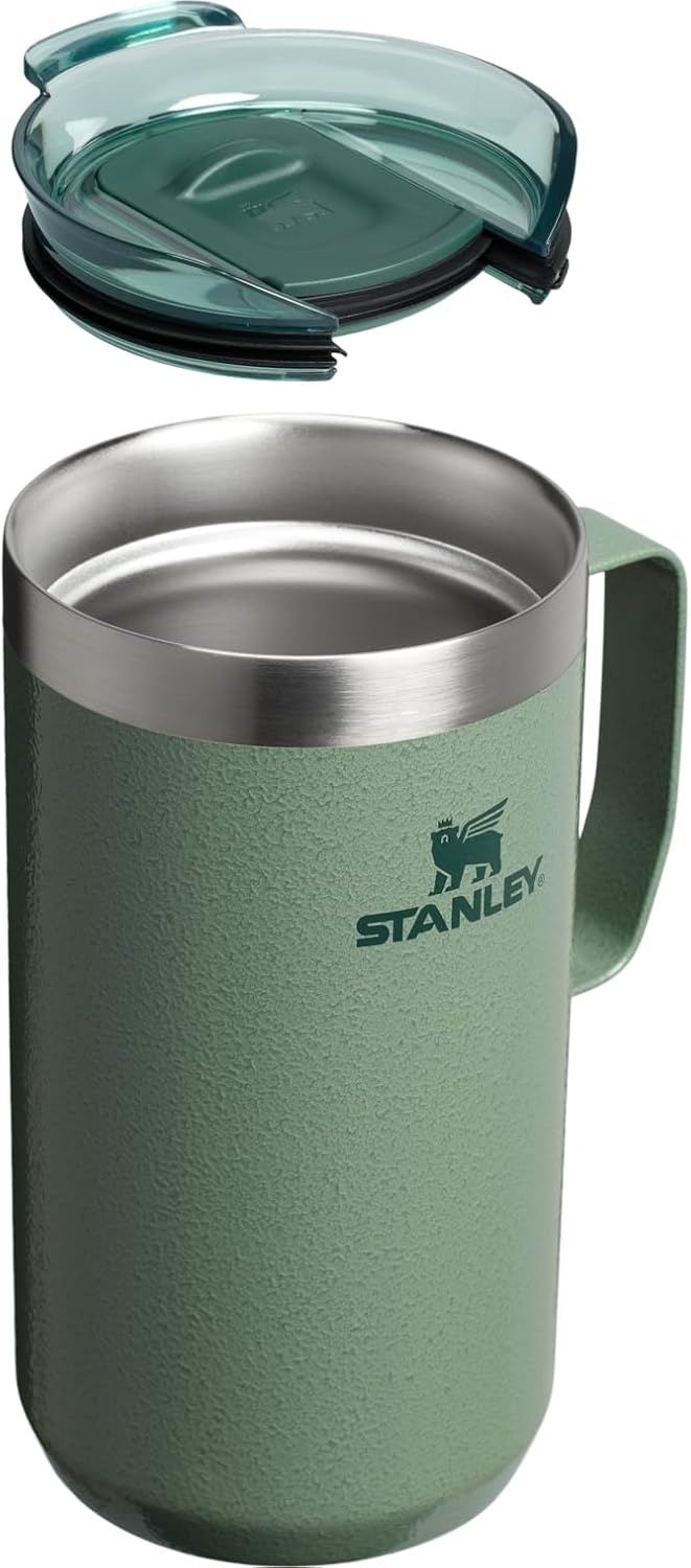 image:imageSTANLEY Everyday Camp Mug 12oz Drink Through Lid Cup for Coffee Tea and Drinks Insulated Stainless Steel Coffee Mug BPAFree Black 20Hammertone Green