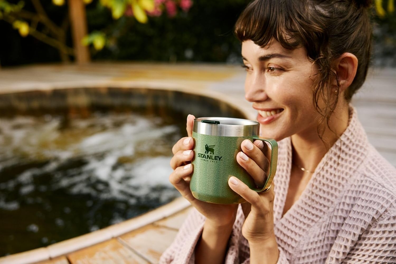 image:imageSTANLEY Everyday Camp Mug 12oz Drink Through Lid Cup for Coffee Tea and Drinks Insulated Stainless Steel Coffee Mug BPAFree Black 20Rose Quartz