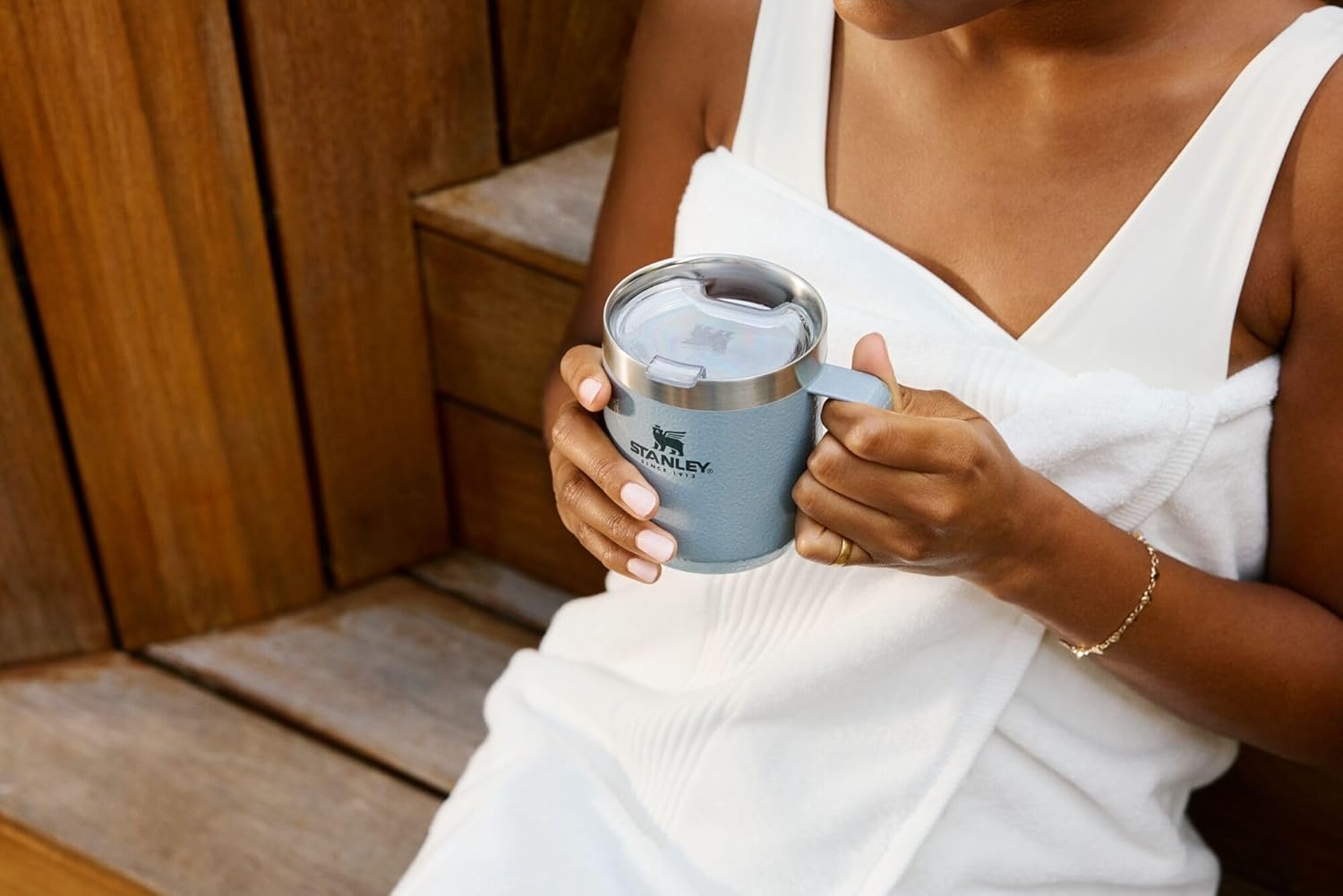 image:imageSTANLEY Everyday Camp Mug 12oz Drink Through Lid Cup for Coffee Tea and Drinks Insulated Stainless Steel Coffee Mug BPAFree Black 20Sahara Plume