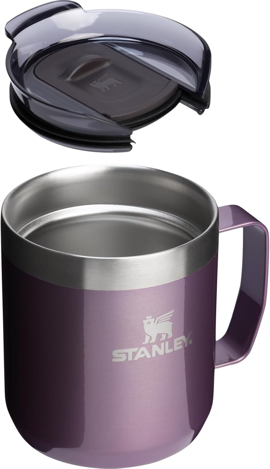 image:imageSTANLEY Everyday Camp Mug 12oz Drink Through Lid Cup for Coffee Tea and Drinks Insulated Stainless Steel Coffee Mug BPAFree Black 20Wisteria Shine