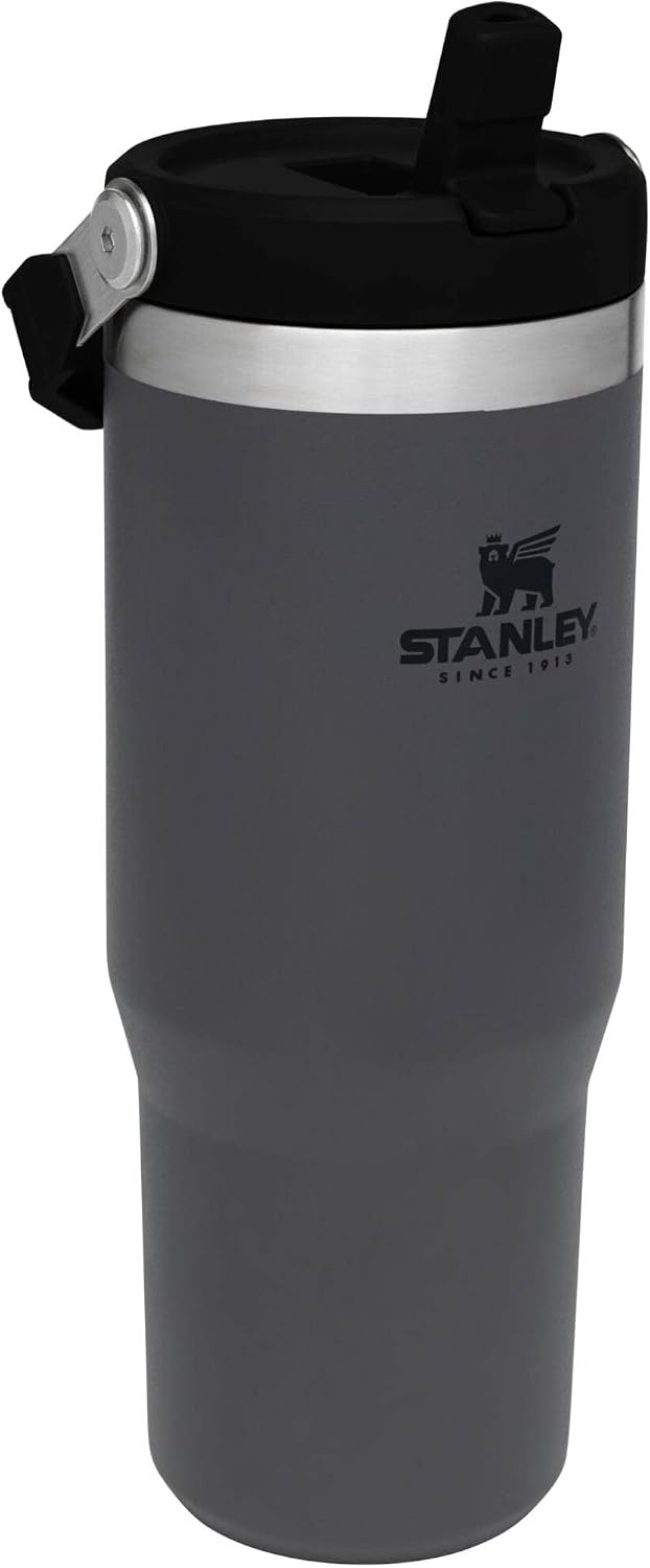 image:imageSTANLEY IceFlow 20 Flip Straw Tumbler 30 oz Chili Red Easy Carry Handle Twist On Lid and Flip Up Straw Leak Resistant Water Bottle Insulated Stainless Steel BPAFreeCharcoal