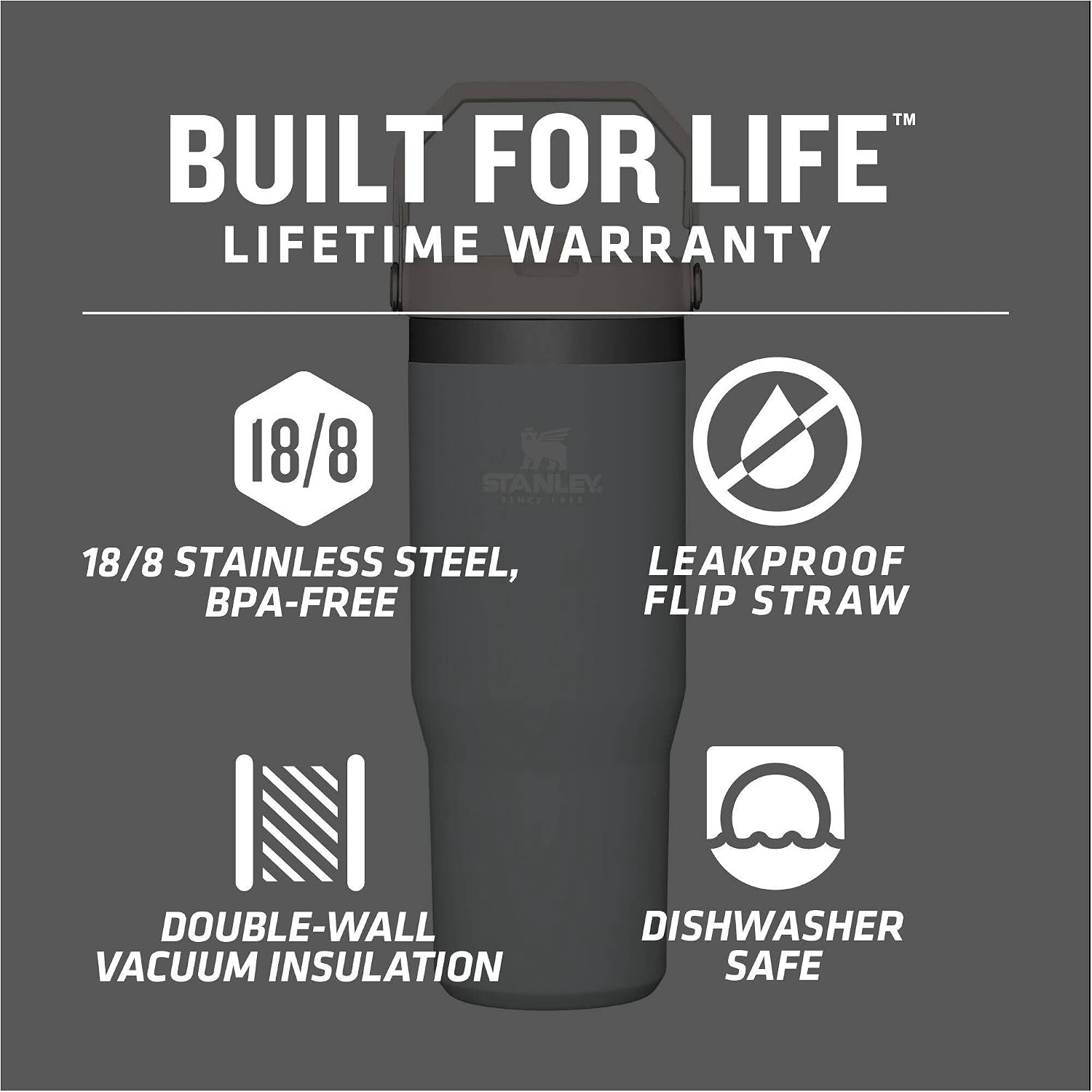 image:imageSTANLEY IceFlow 20 Flip Straw Tumbler 30 oz Chili Red Easy Carry Handle Twist On Lid and Flip Up Straw Leak Resistant Water Bottle Insulated Stainless Steel BPAFreeCloud