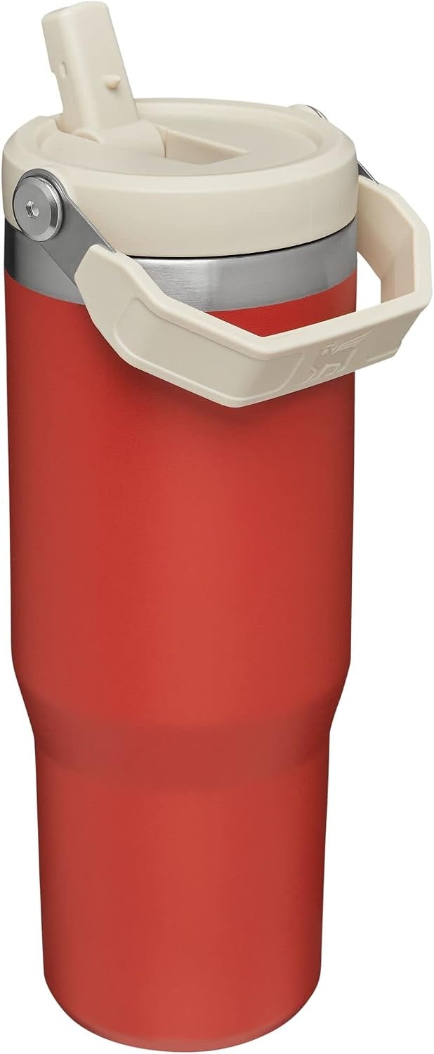 image:imageSTANLEY IceFlow 20 Flip Straw Tumbler 30 oz Chili Red Easy Carry Handle Twist On Lid and Flip Up Straw Leak Resistant Water Bottle Insulated Stainless Steel BPAFreeCarnelian
