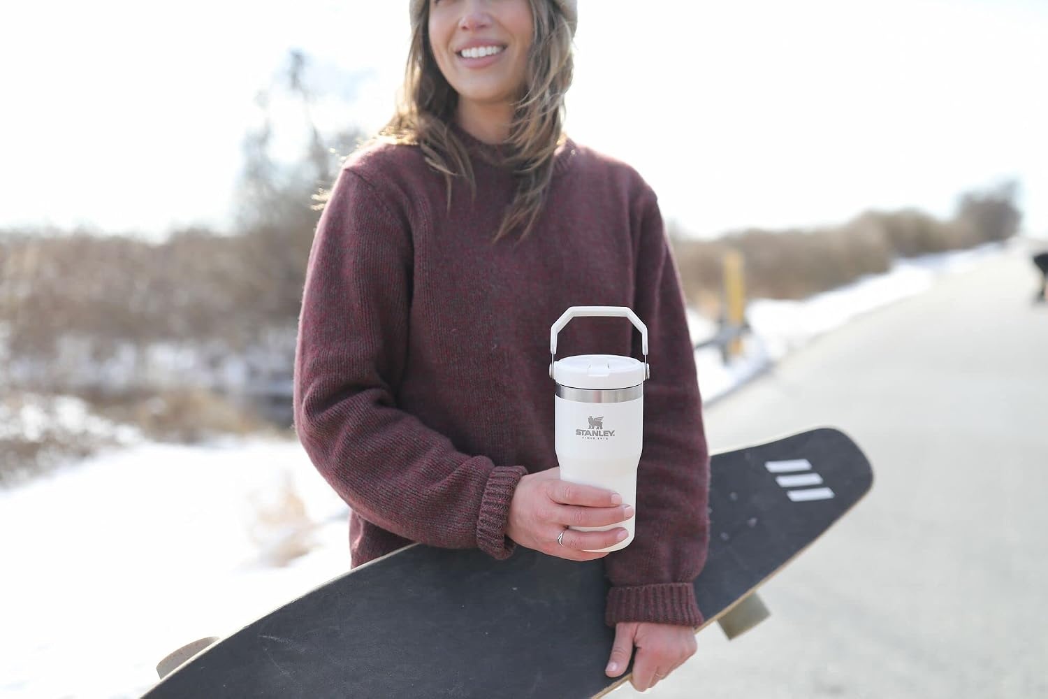 image:imageSTANLEY IceFlow 20 Flip Straw Tumbler 30 oz Chili Red Easy Carry Handle Twist On Lid and Flip Up Straw Leak Resistant Water Bottle Insulated Stainless Steel BPAFreeCream