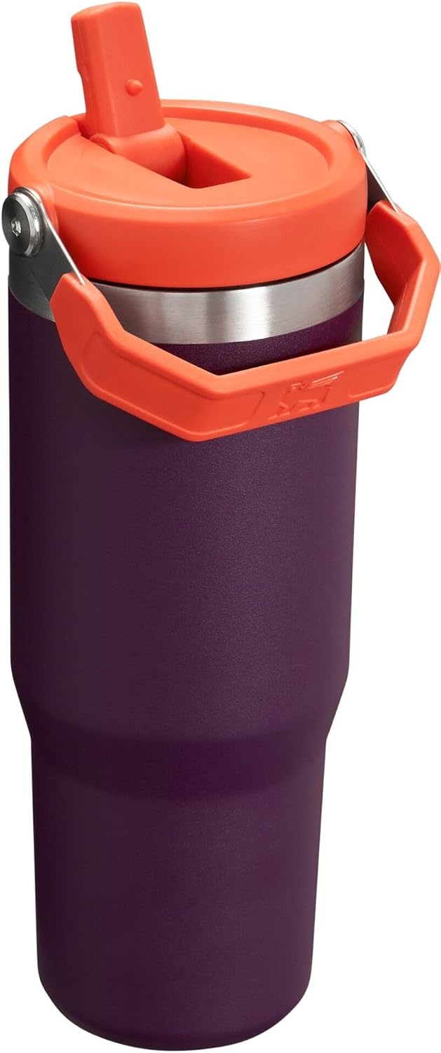 image:imageSTANLEY IceFlow 20 Flip Straw Tumbler 30 oz Chili Red Easy Carry Handle Twist On Lid and Flip Up Straw Leak Resistant Water Bottle Insulated Stainless Steel BPAFreePlum