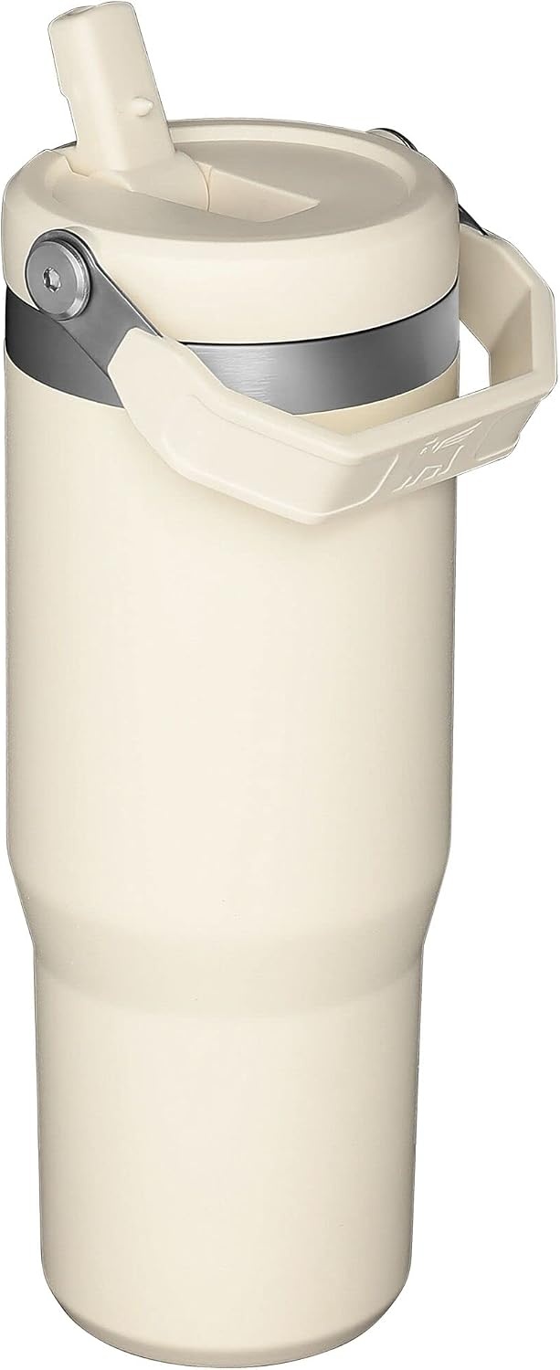 image:imageSTANLEY IceFlow 20 Flip Straw Tumbler 30 oz Chili Red Easy Carry Handle Twist On Lid and Flip Up Straw Leak Resistant Water Bottle Insulated Stainless Steel BPAFreeCream