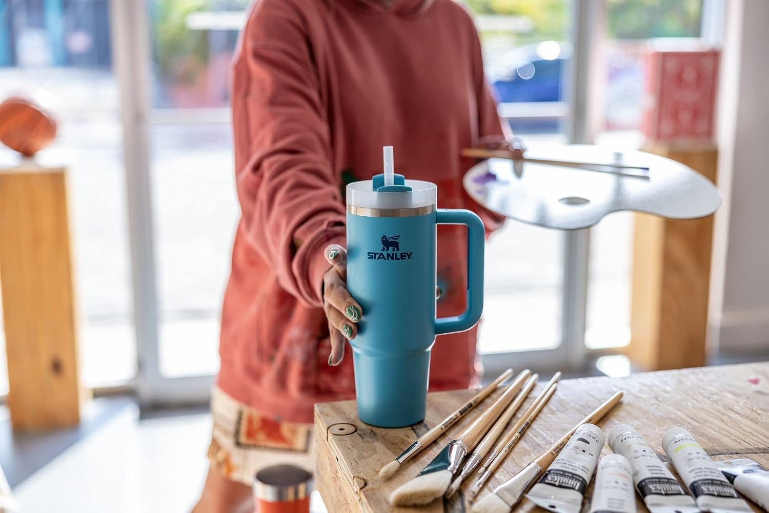 image:imageSTANLEY Quencher H20 Flow State Tumbler 30 oz Chili Red Handle and Straw 3Position Lid Cup Holder Compatible for Travel Insulated Stainless Steel Cup BPAFreePool