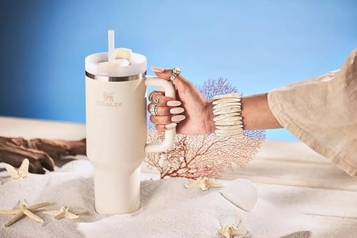 image:imageSTANLEY Quencher H20 Flow State Tumbler 30 oz Chili Red Handle and Straw 3Position Lid Cup Holder Compatible for Travel Insulated Stainless Steel Cup BPAFreeCream