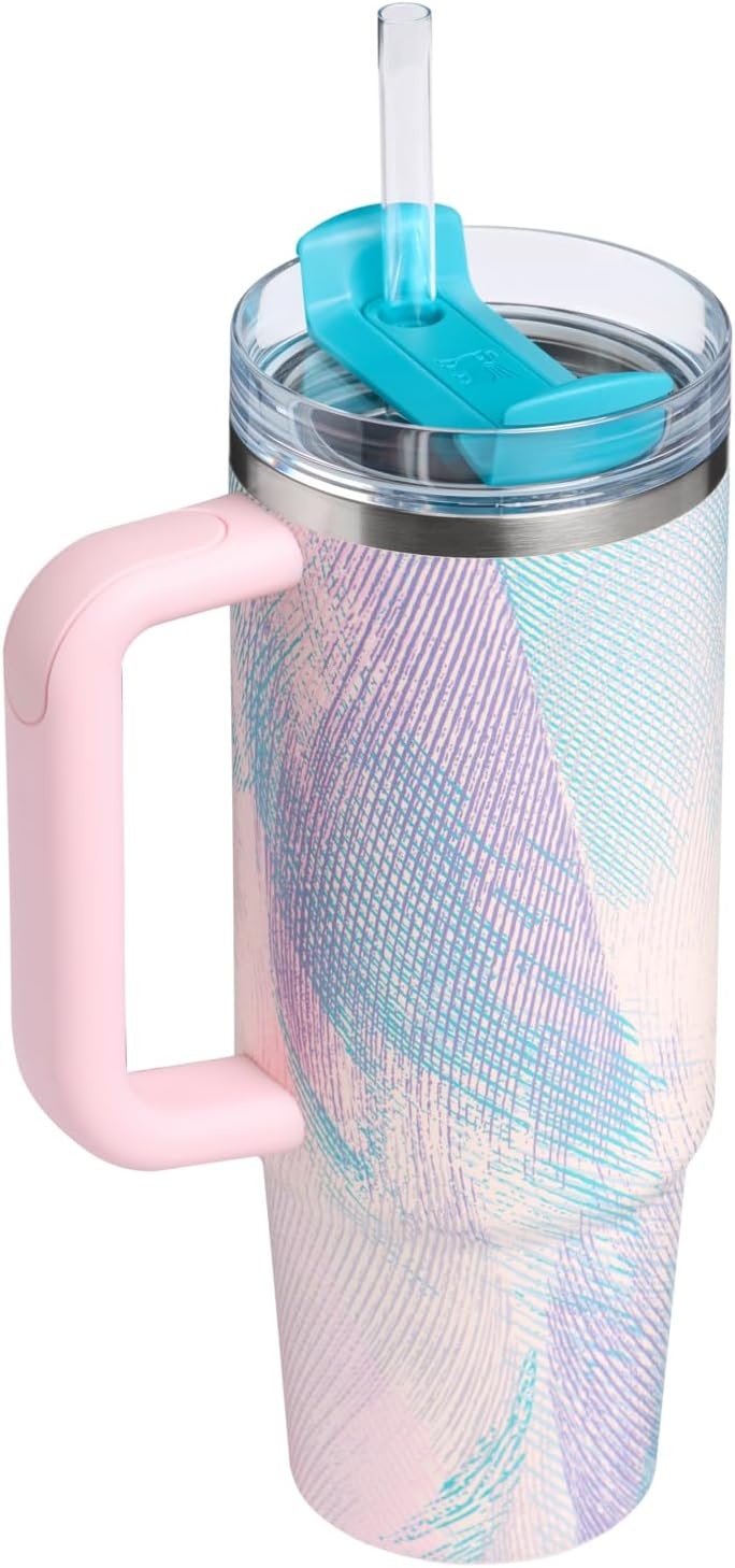 image:imageSTANLEY Quencher H20 Flow State Tumbler 30 oz Chili Red Handle and Straw 3Position Lid Cup Holder Compatible for Travel Insulated Stainless Steel Cup BPAFreeSea Glass Plume