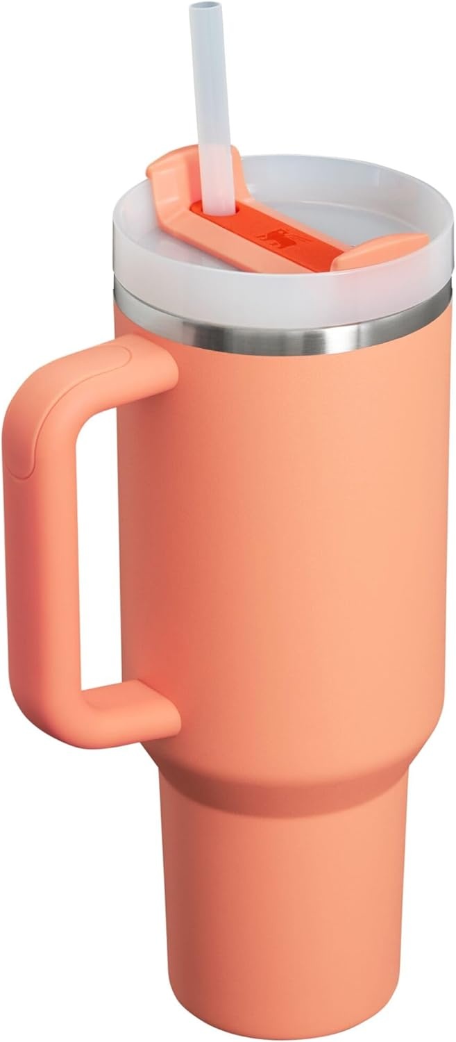 image:imageSTANLEY Quencher H20 Flow State Tumbler 30 oz Chili Red Handle and Straw 3Position Lid Cup Holder Compatible for Travel Insulated Stainless Steel Cup BPAFreeNectarine