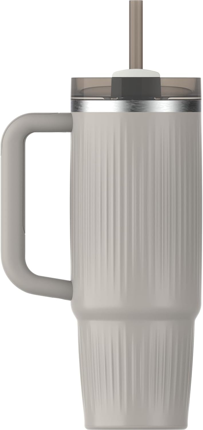 image:imageSTANLEY Quencher H20 Flow State Tumbler 30 oz Chili Red Handle and Straw 3Position Lid Cup Holder Compatible for Travel Insulated Stainless Steel Cup BPAFreeFluted Ash Gloss