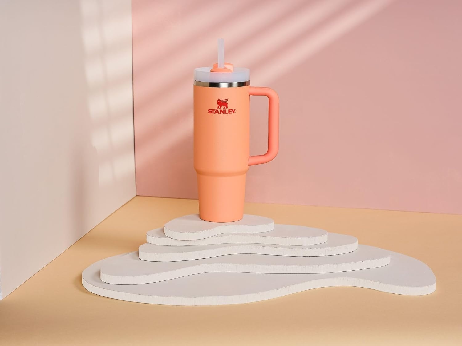 image:imageSTANLEY Quencher H20 Flow State Tumbler 30 oz Chili Red Handle and Straw 3Position Lid Cup Holder Compatible for Travel Insulated Stainless Steel Cup BPAFreeNectarine