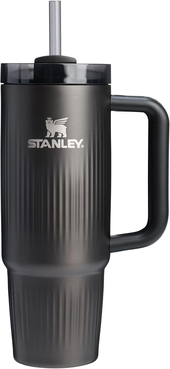 image:imageSTANLEY Quencher H20 Flow State Tumbler 30 oz Chili Red Handle and Straw 3Position Lid Cup Holder Compatible for Travel Insulated Stainless Steel Cup BPAFreeFluted Black