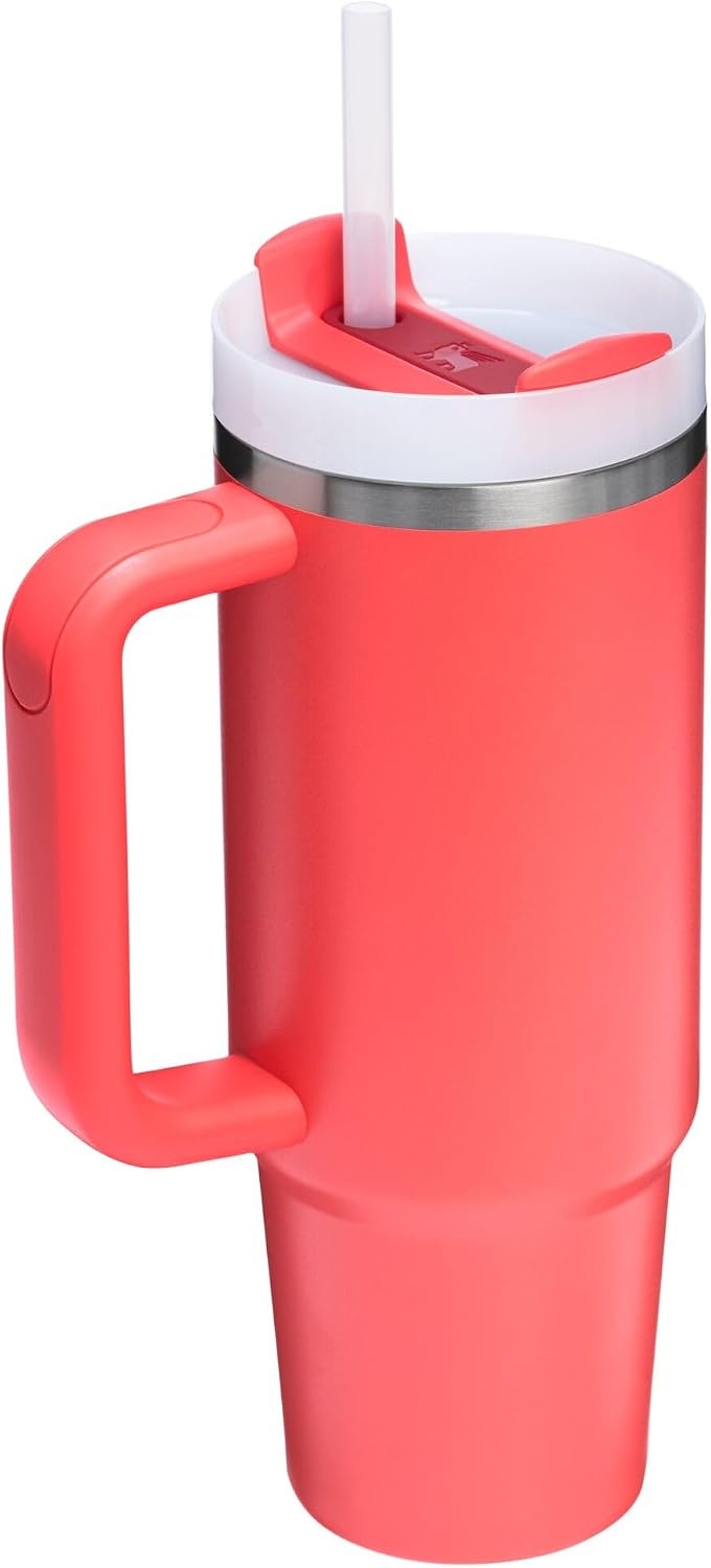 image:imageSTANLEY Quencher H20 Flow State Tumbler 30 oz Chili Red Handle and Straw 3Position Lid Cup Holder Compatible for Travel Insulated Stainless Steel Cup BPAFreeHot Coral