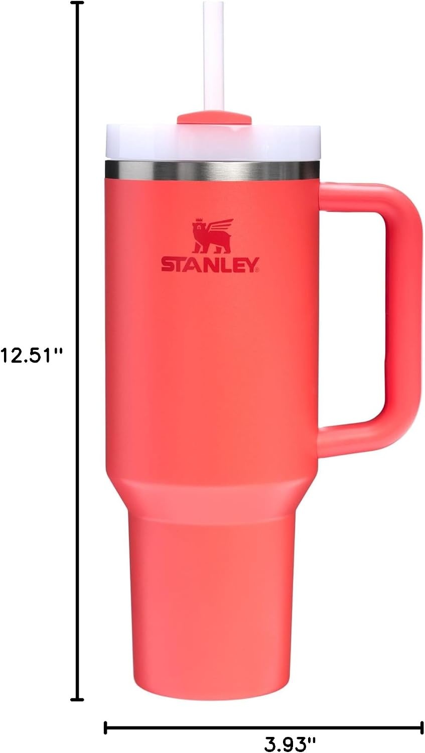 image:imageSTANLEY Quencher H20 Flow State Tumbler 30 oz Chili Red Handle and Straw 3Position Lid Cup Holder Compatible for Travel Insulated Stainless Steel Cup BPAFreeHot Coral