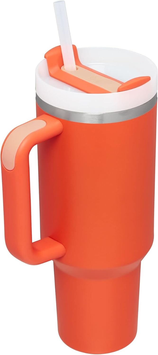 image:imageSTANLEY Quencher H20 Flow State Tumbler 30 oz Chili Red Handle and Straw 3Position Lid Cup Holder Compatible for Travel Insulated Stainless Steel Cup BPAFreeTigerlily