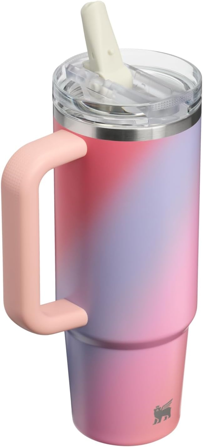image:imageSTANLEY Quencher ProTour Flipstraw Tumbler 20 oz Chili Black BuiltIn Straw amp Handle Cupholder Compatible for Travel Leakproof Insulated Stainless Steel Cup BPAFreeSunset Spiral