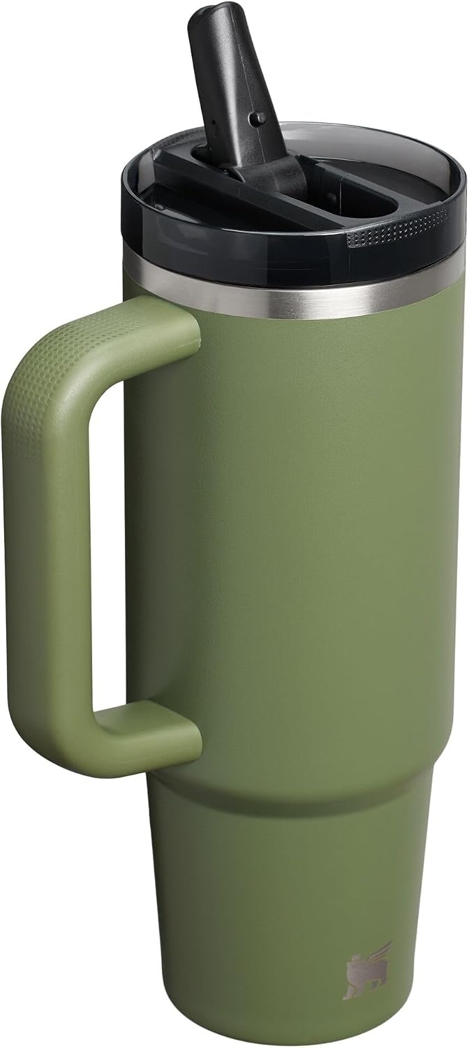 image:imageSTANLEY Quencher ProTour Flipstraw Tumbler 20 oz Chili Black BuiltIn Straw amp Handle Cupholder Compatible for Travel Leakproof Insulated Stainless Steel Cup BPAFreeDried Pine VRT