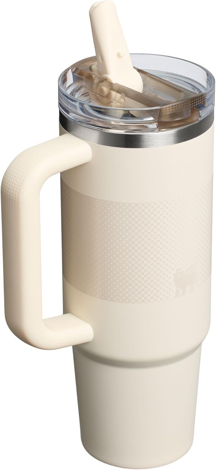 image:imageSTANLEY Quencher ProTour Flipstraw Tumbler 20 oz Chili Black BuiltIn Straw amp Handle Cupholder Compatible for Travel Leakproof Insulated Stainless Steel Cup BPAFreeCream Fade