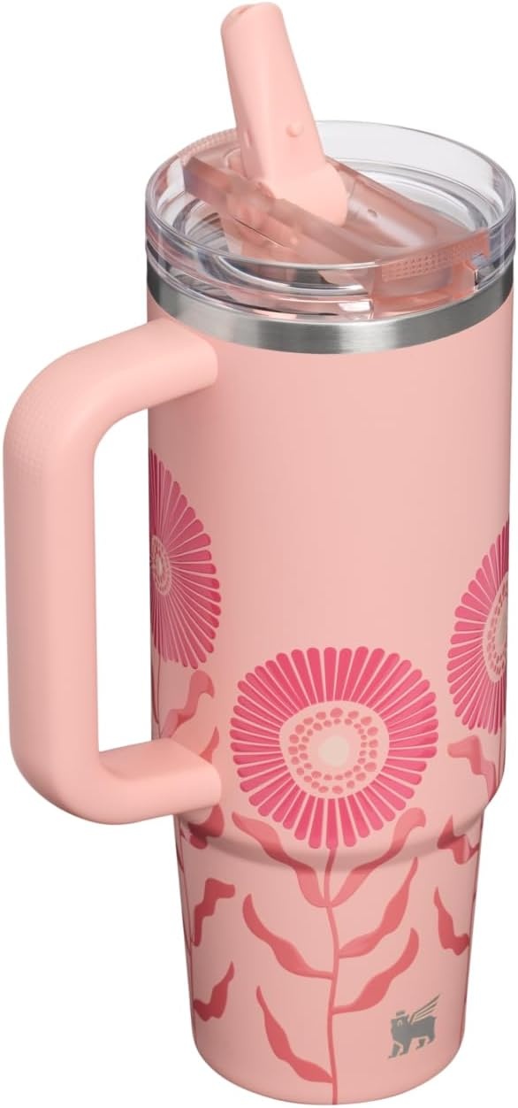 image:imageSTANLEY Quencher ProTour Flipstraw Tumbler 20 oz Chili Black BuiltIn Straw amp Handle Cupholder Compatible for Travel Leakproof Insulated Stainless Steel Cup BPAFreeSorbet Garden