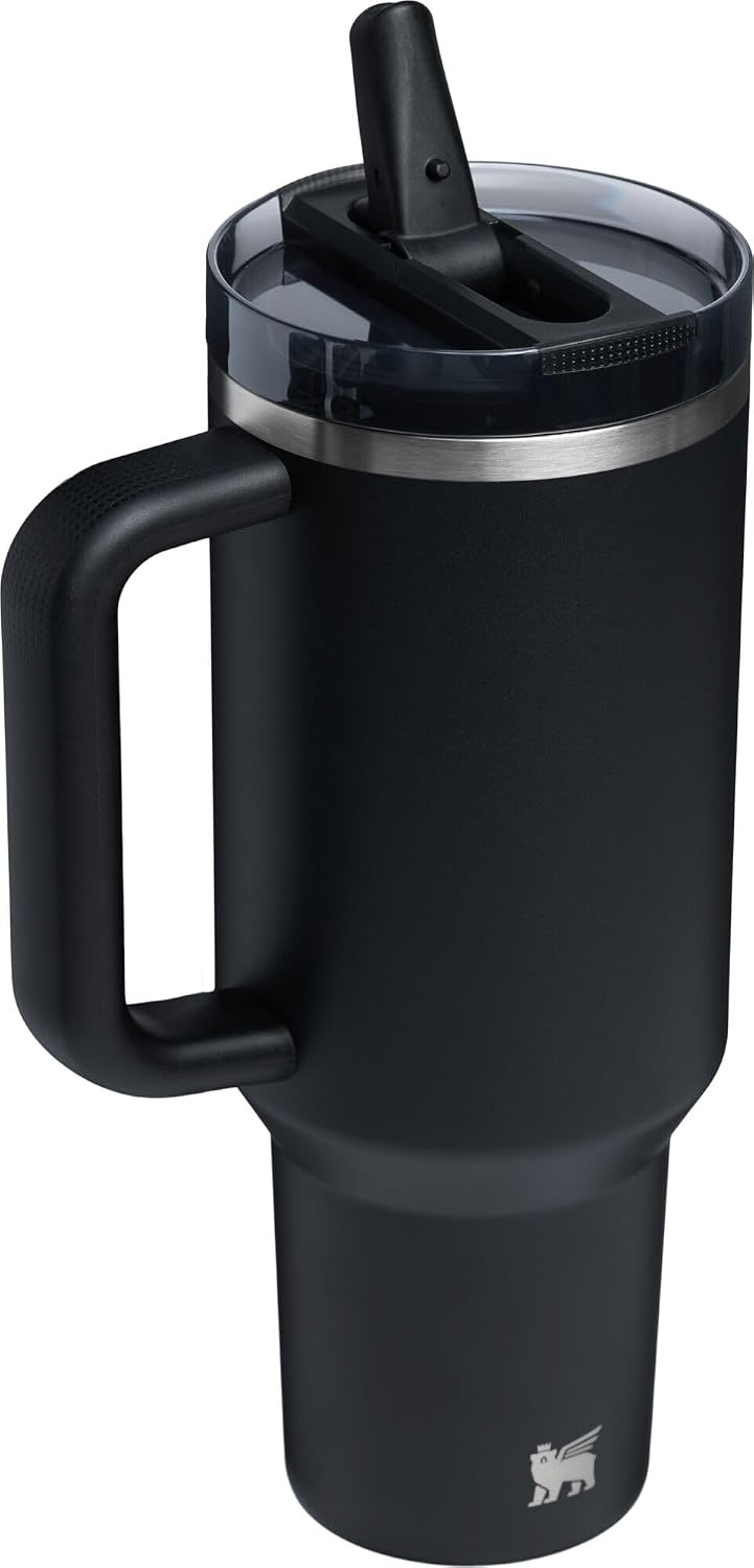 image:imageSTANLEY Quencher ProTour Flipstraw Tumbler 20 oz Chili Black BuiltIn Straw amp Handle Cupholder Compatible for Travel Leakproof Insulated Stainless Steel Cup BPAFreeBlack