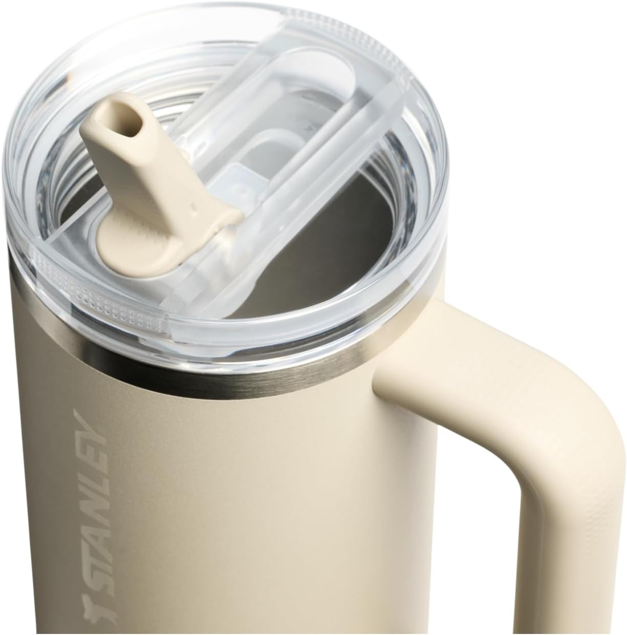 image:imageSTANLEY Quencher ProTour Flipstraw Tumbler 20 oz Chili Black BuiltIn Straw amp Handle Cupholder Compatible for Travel Leakproof Insulated Stainless Steel Cup BPAFreeToasted Almond