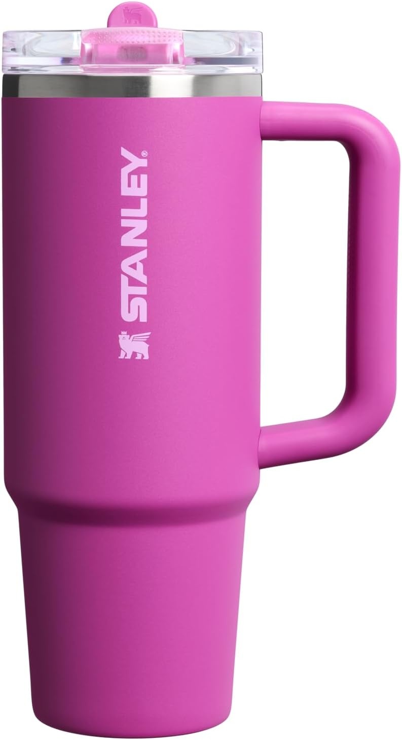 image:imageSTANLEY Quencher ProTour Flipstraw Tumbler 20 oz Chili Black BuiltIn Straw amp Handle Cupholder Compatible for Travel Leakproof Insulated Stainless Steel Cup BPAFreeDark Blossom