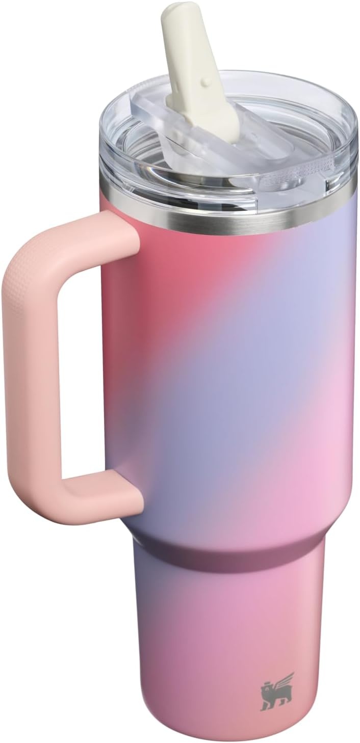 image:imageSTANLEY Quencher ProTour Flipstraw Tumbler 20 oz Chili Black BuiltIn Straw amp Handle Cupholder Compatible for Travel Leakproof Insulated Stainless Steel Cup BPAFreeSunset Spiral
