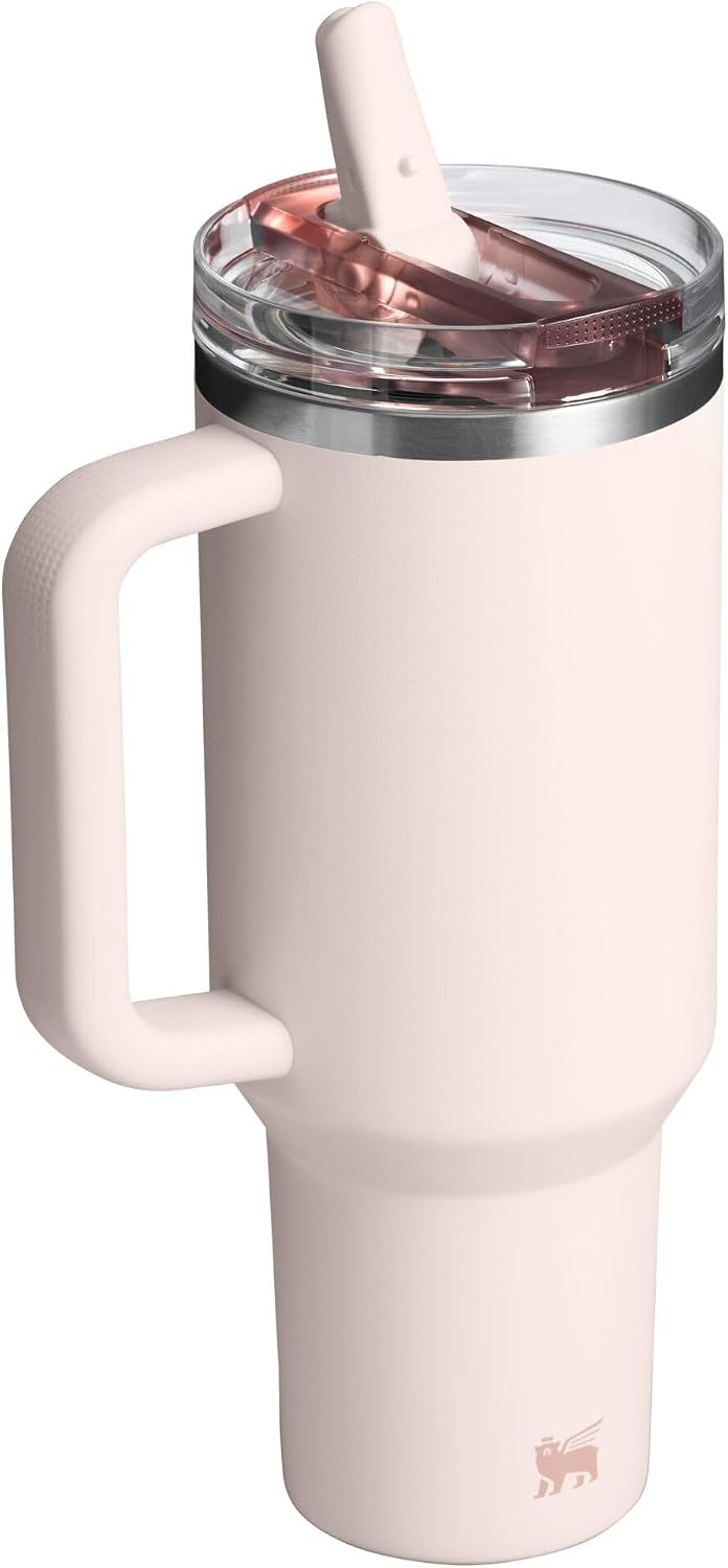 image:imageSTANLEY Quencher ProTour Flipstraw Tumbler 20 oz Chili Black BuiltIn Straw amp Handle Cupholder Compatible for Travel Leakproof Insulated Stainless Steel Cup BPAFreeRose Quartz