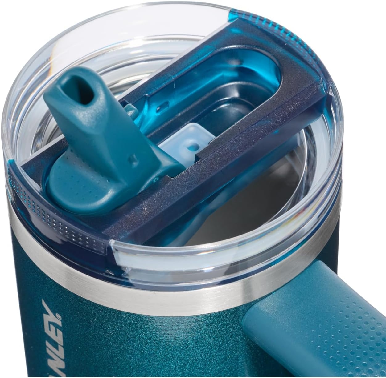 image:imageSTANLEY Quencher ProTour Flipstraw Tumbler 20 oz Chili Black BuiltIn Straw amp Handle Cupholder Compatible for Travel Leakproof Insulated Stainless Steel Cup BPAFreePonderosa Shimmer