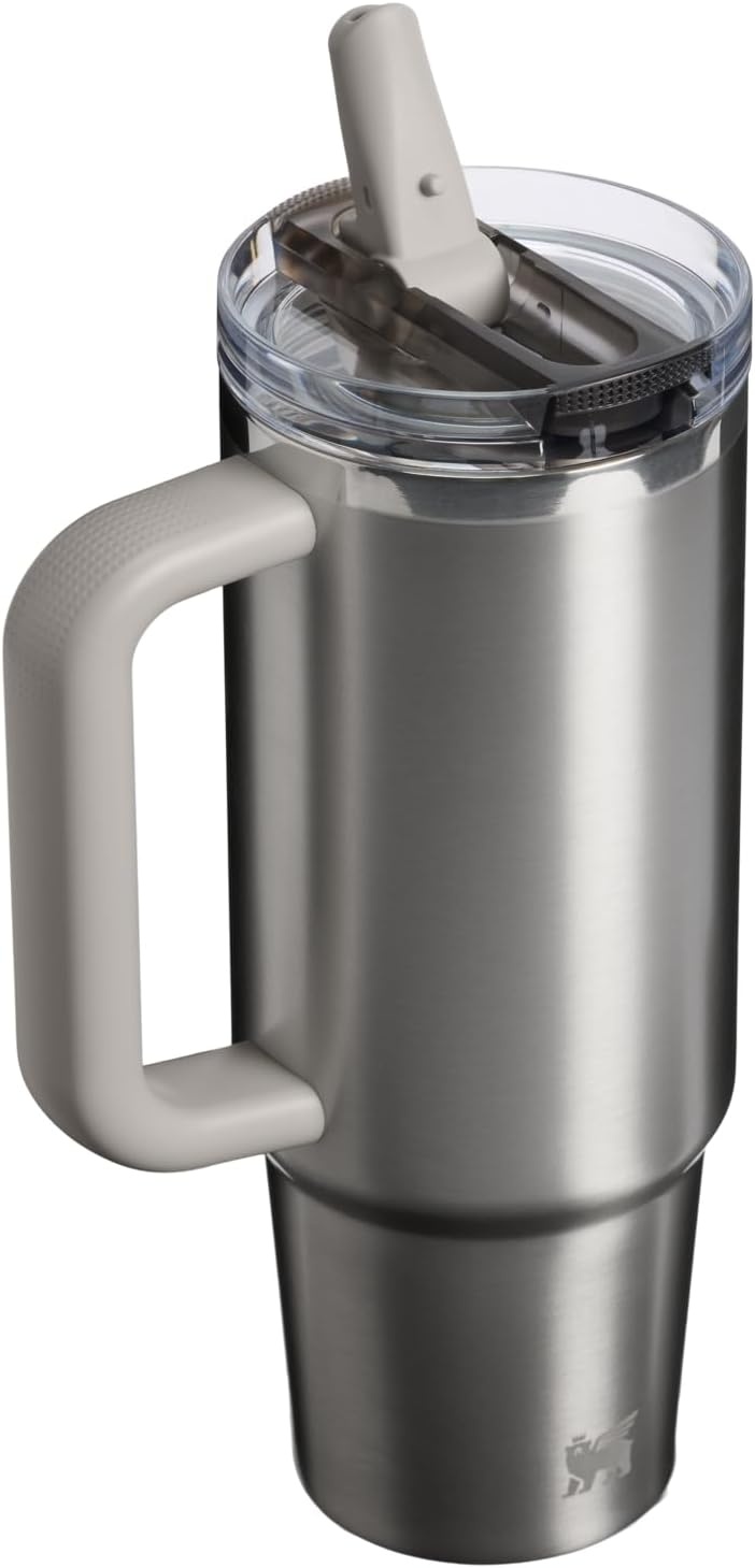 image:imageSTANLEY Quencher ProTour Flipstraw Tumbler 20 oz Chili Black BuiltIn Straw amp Handle Cupholder Compatible for Travel Leakproof Insulated Stainless Steel Cup BPAFreeStainless Steel Ash