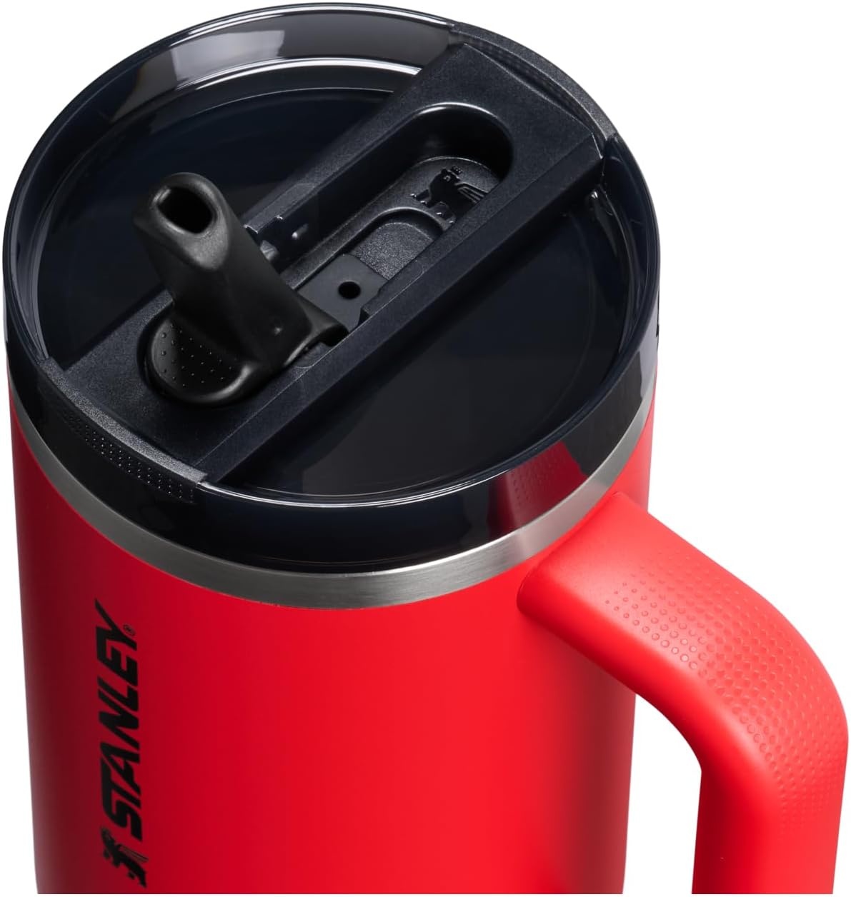 image:imageSTANLEY Quencher ProTour Flipstraw Tumbler 20 oz Chili Black BuiltIn Straw amp Handle Cupholder Compatible for Travel Leakproof Insulated Stainless Steel Cup BPAFreeChili Black