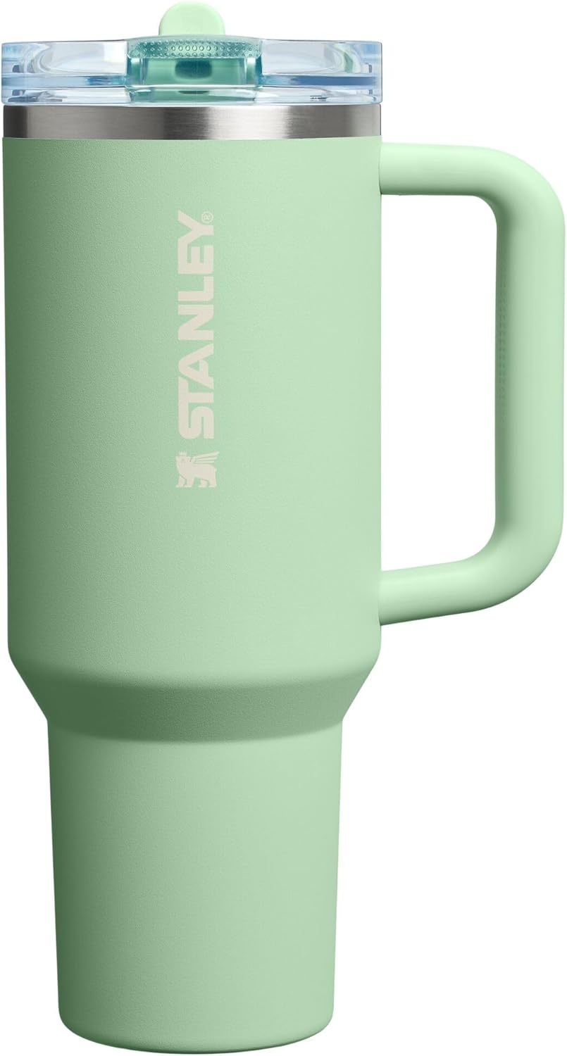 image:imageSTANLEY Quencher ProTour Flipstraw Tumbler 20 oz Chili Black BuiltIn Straw amp Handle Cupholder Compatible for Travel Leakproof Insulated Stainless Steel Cup BPAFreePistachio