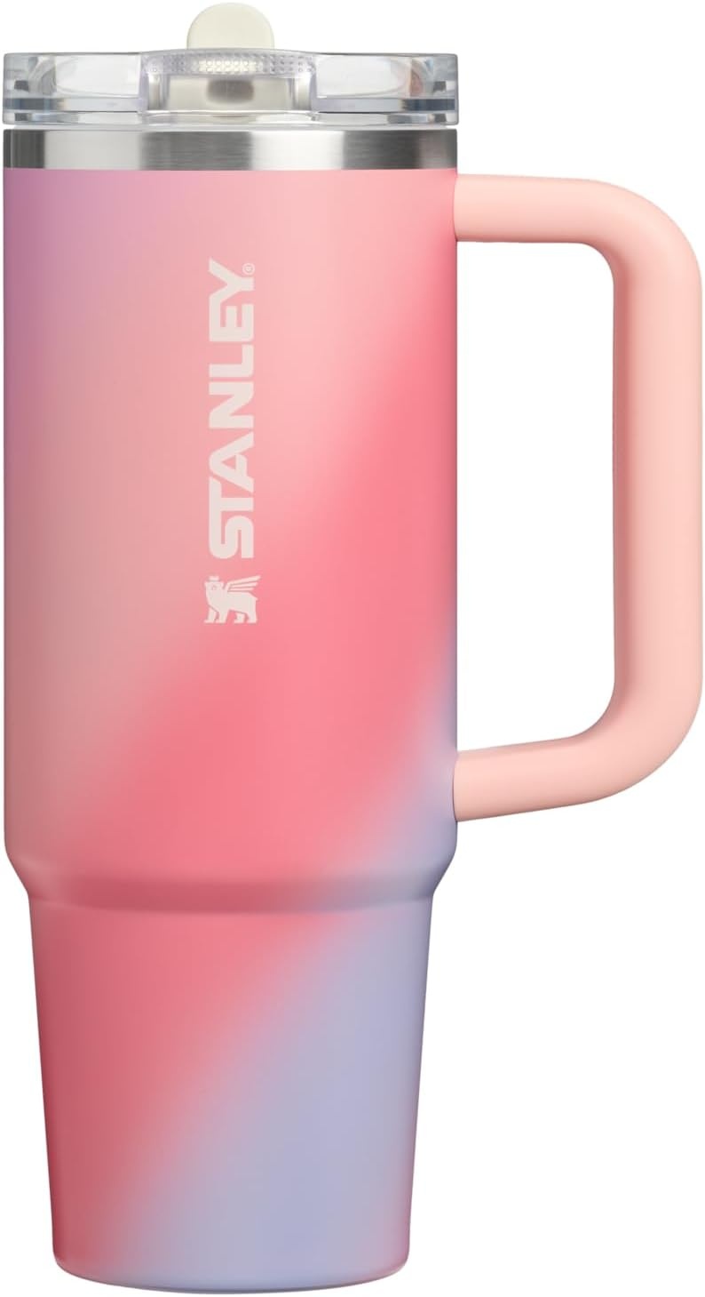image:imageSTANLEY Quencher ProTour Flipstraw Tumbler 20 oz Chili Black BuiltIn Straw amp Handle Cupholder Compatible for Travel Leakproof Insulated Stainless Steel Cup BPAFreeSunset Spiral