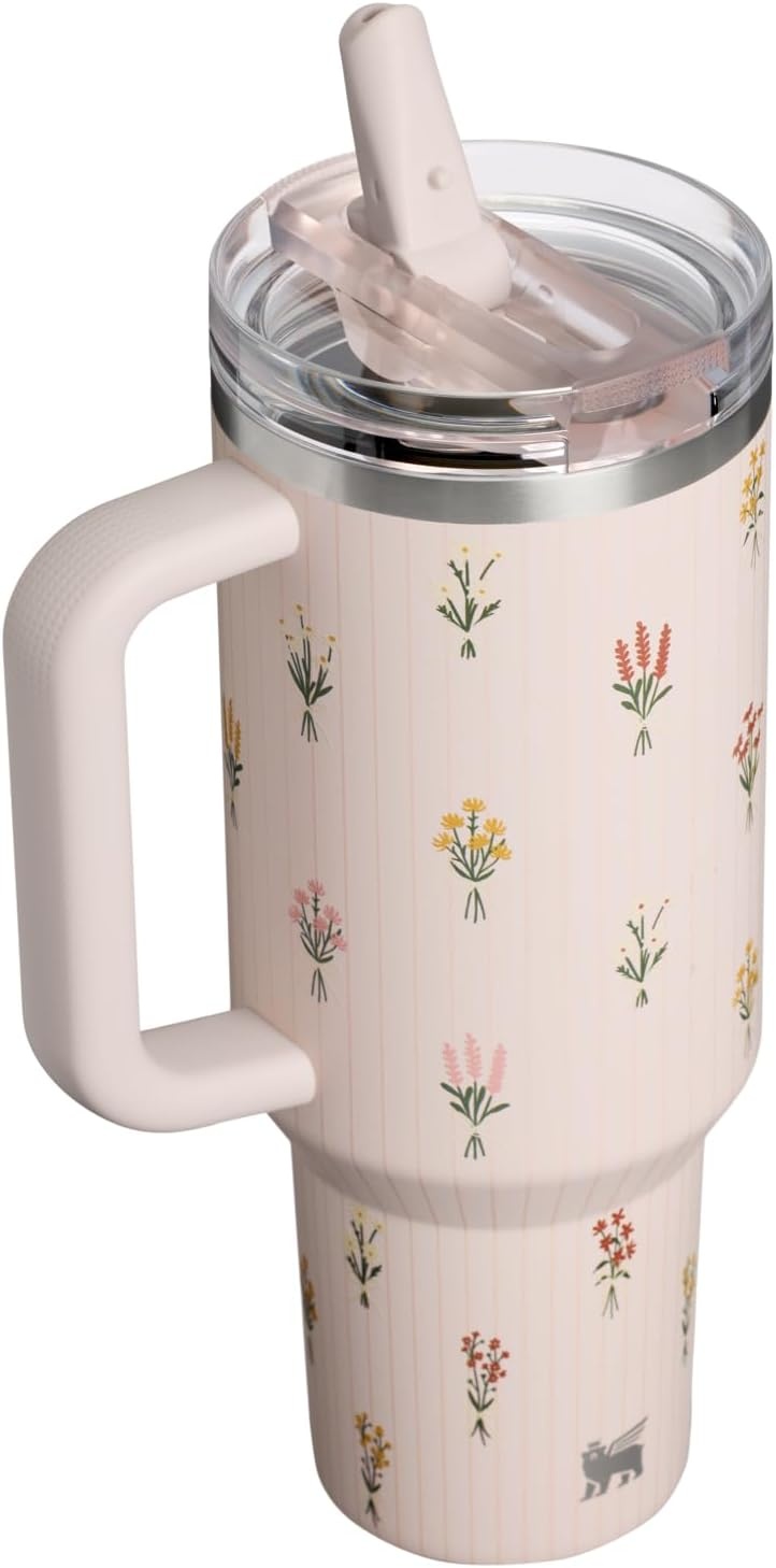 image:imageSTANLEY Quencher ProTour Flipstraw Tumbler 20 oz Chili Black BuiltIn Straw amp Handle Cupholder Compatible for Travel Leakproof Insulated Stainless Steel Cup BPAFreeRose Quartz Bouquets