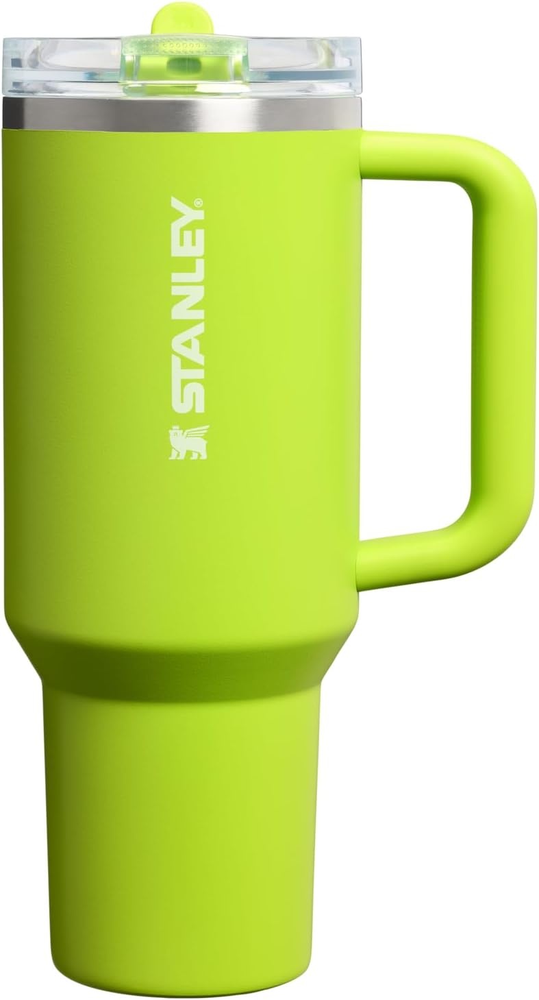 image:imageSTANLEY Quencher ProTour Flipstraw Tumbler 20 oz Chili Black BuiltIn Straw amp Handle Cupholder Compatible for Travel Leakproof Insulated Stainless Steel Cup BPAFreeChartreuse