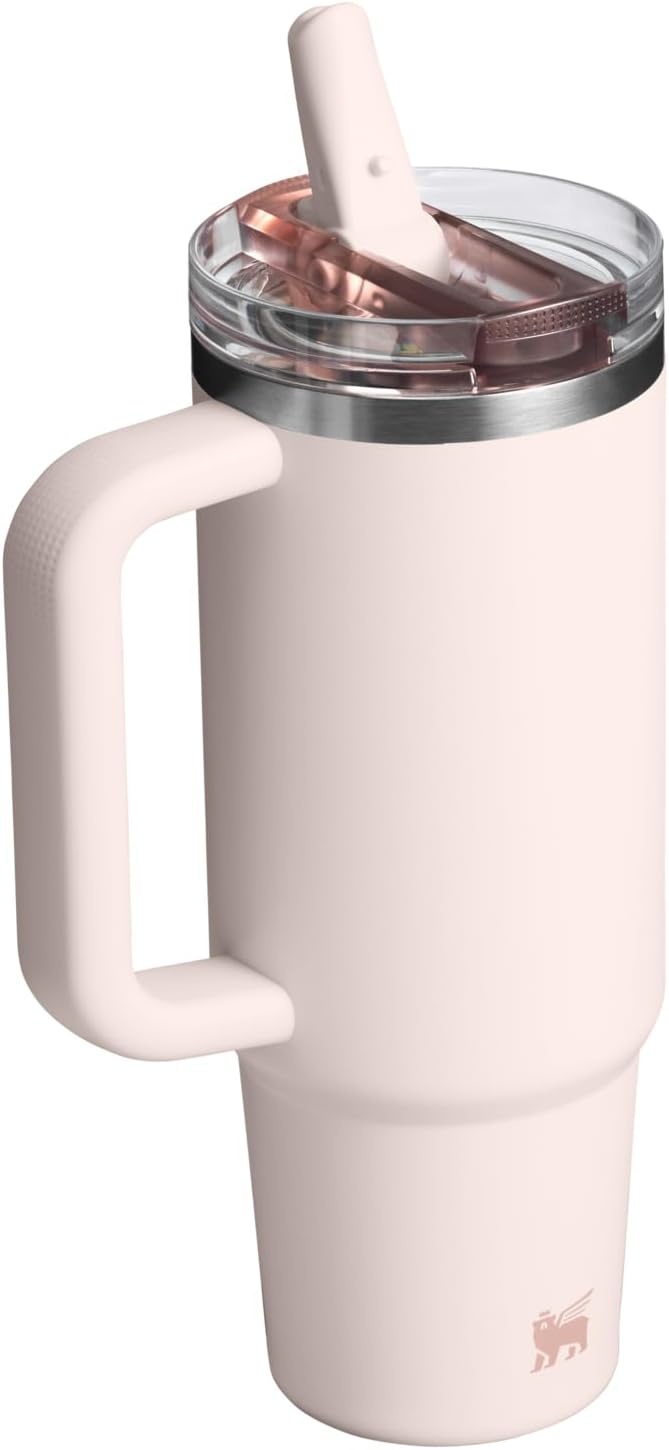 image:imageSTANLEY Quencher ProTour Flipstraw Tumbler 20 oz Chili Black BuiltIn Straw amp Handle Cupholder Compatible for Travel Leakproof Insulated Stainless Steel Cup BPAFreeRose Quartz