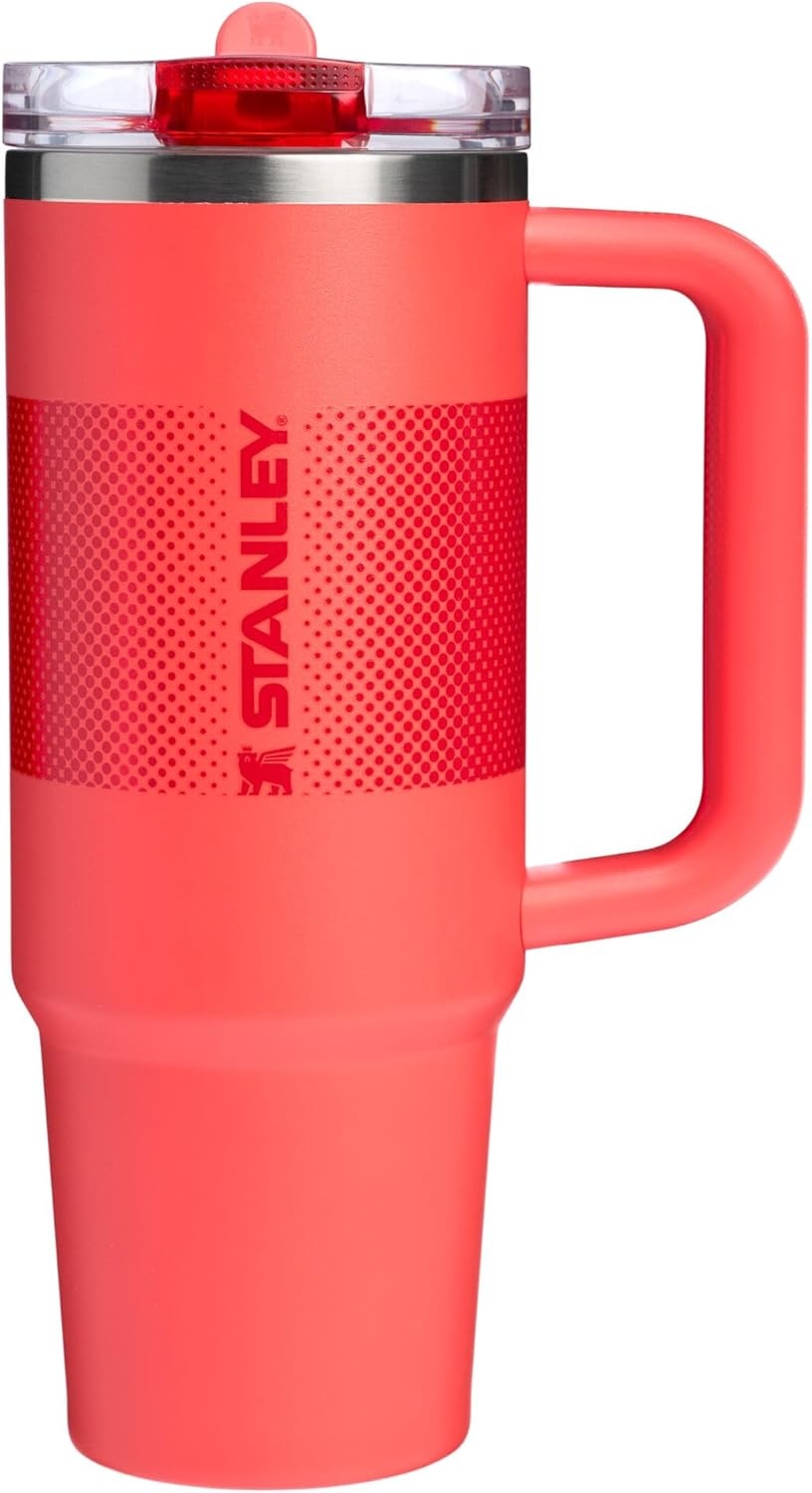 image:imageSTANLEY Quencher ProTour Flipstraw Tumbler 20 oz Chili Black BuiltIn Straw amp Handle Cupholder Compatible for Travel Leakproof Insulated Stainless Steel Cup BPAFreeHot Coral Fade