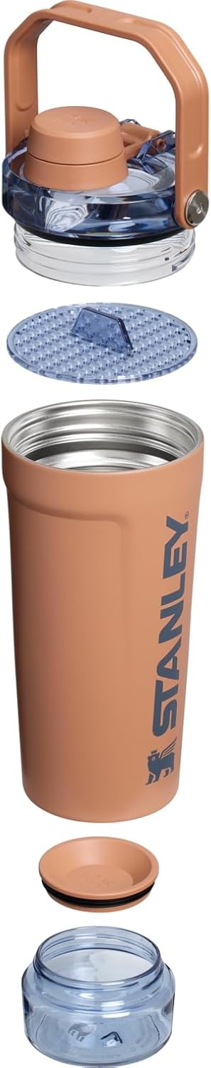 image:imageSTANLEY Vitalize Shaker Bottle 20 oz Leakproof Insulated Stainless Steel Shaker Cup Base Storage and Twist On Fast Flow Lid Protein Shakes and Pre Workout Powder BPAFree Chili BlackToast