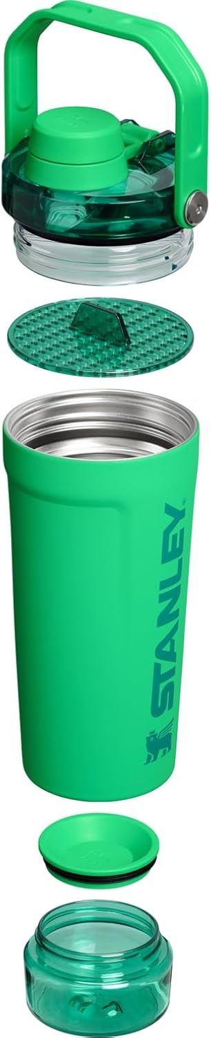 image:imageSTANLEY Vitalize Shaker Bottle 20 oz Leakproof Insulated Stainless Steel Shaker Cup Base Storage and Twist On Fast Flow Lid Protein Shakes and Pre Workout Powder BPAFree Chili BlackMeadow