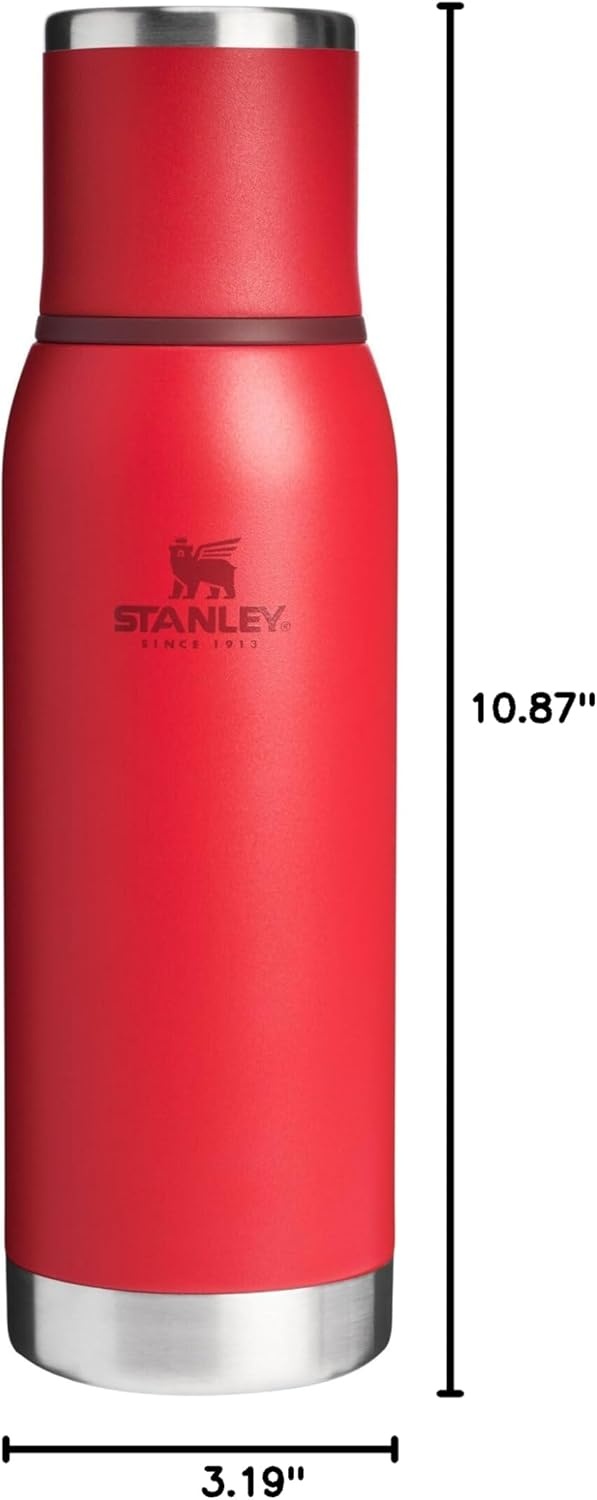 image:imageStanley AdventureToGo Vacuum Bottle 11 qt Wide Mouth with Leakproof Cup Lid Keep Drinks Hot or Cold Packable for Travel Insulated Stainless Steel Thermal Bottle BPAFree Chili RedChili Red