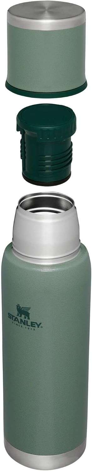 image:imageStanley AdventureToGo Vacuum Bottle 11 qt Wide Mouth with Leakproof Cup Lid Keep Drinks Hot or Cold Packable for Travel Insulated Stainless Steel Thermal Bottle BPAFree Chili RedHammertone Green