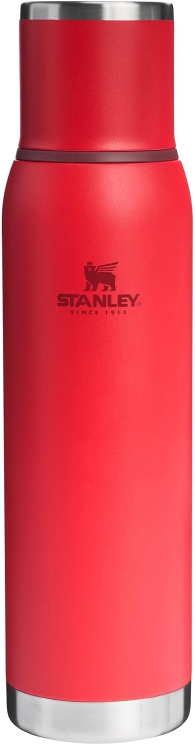 image:imageStanley AdventureToGo Vacuum Bottle 11 qt Wide Mouth with Leakproof Cup Lid Keep Drinks Hot or Cold Packable for Travel Insulated Stainless Steel Thermal Bottle BPAFree Chili RedChili Red