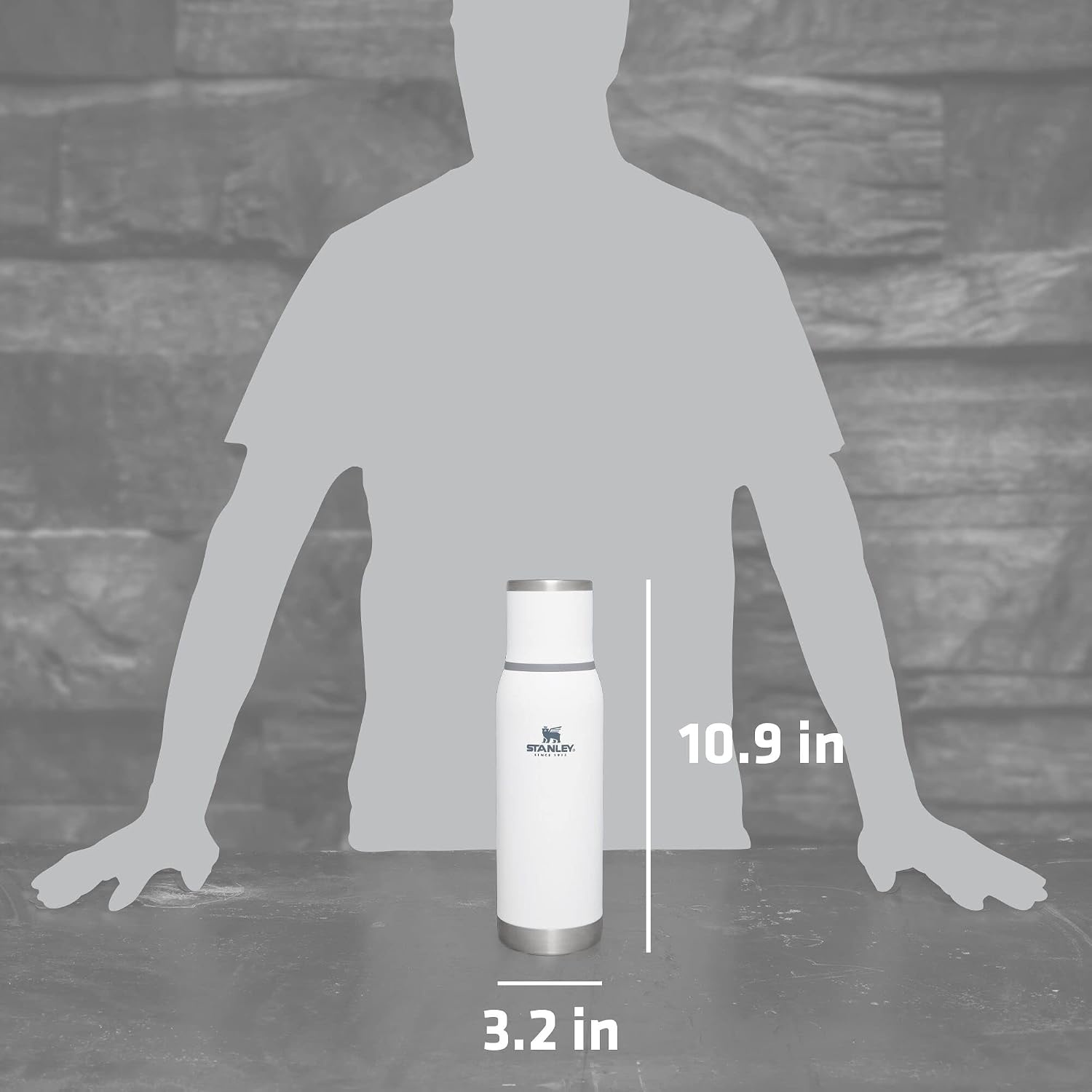 image:imageStanley AdventureToGo Vacuum Bottle 11 qt Wide Mouth with Leakproof Cup Lid Keep Drinks Hot or Cold Packable for Travel Insulated Stainless Steel Thermal Bottle BPAFree Chili RedPolar