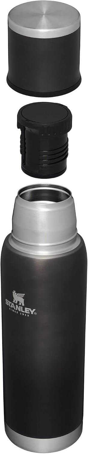 image:imageStanley AdventureToGo Vacuum Bottle 11 qt Wide Mouth with Leakproof Cup Lid Keep Drinks Hot or Cold Packable for Travel Insulated Stainless Steel Thermal Bottle BPAFree Chili RedCharcoal Glow