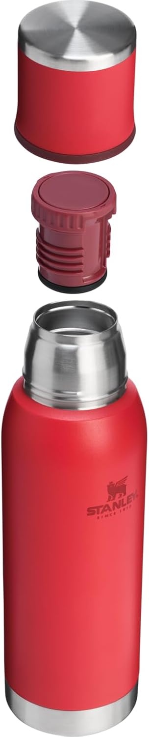 image:imageStanley AdventureToGo Vacuum Bottle 11 qt Wide Mouth with Leakproof Cup Lid Keep Drinks Hot or Cold Packable for Travel Insulated Stainless Steel Thermal Bottle BPAFree Chili RedChili Red