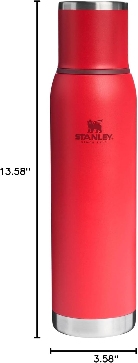 image:imageStanley AdventureToGo Vacuum Bottle 11 qt Wide Mouth with Leakproof Cup Lid Keep Drinks Hot or Cold Packable for Travel Insulated Stainless Steel Thermal Bottle BPAFree Chili RedChili Red